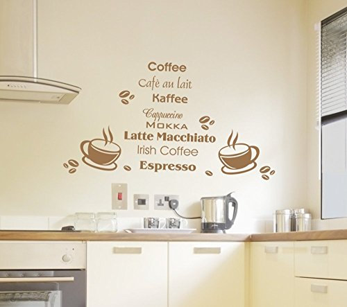 Wandtattoo Spruch // Kaffee // Küche Motiv135 ca. 100cmx54cm Wandsticker ideal für Wohnzimmer Küche Esszimmer