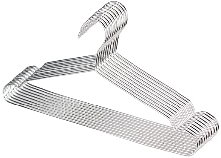 Puersit 30 Stück Kleiderbügel Metall, 42cm Kleiderbügel aus Edelstahl Kleiderbügel Platzsparende Belastbar mit Schwerer Kleidung rutschfest mit Einkerbungen Robust