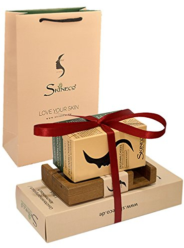 Skineco Gesichtsreinigung Geschenk Set | 2x nachhaltige Duschseife mit Aktivkohle & Mineralerde | 3x Abschminktücher | Stück Seife für Gesicht & Haut | Abschminkset | handgemachte Naturkosmetik