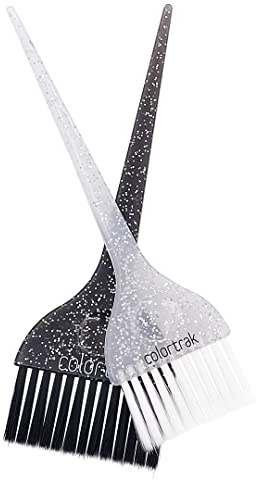 Colortrak Galaxy Glitter 2 Piece Hair Brush Set for Highlighting and Coloring Hair Sections, Includes 1 2.5 Inch Wide Celestial Glow Soft Bristles and 3 Inch Wide Meteor Shower Stiff Bristle Brush
