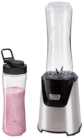 Profi Cook Smoothie-Maker PC-SM 1153 elektrischer Standmixer im Edelstahl-Gehäuse, inkl. 2 Mix-Behälter, Edelstahl-Messer, Mix-Behälter auch als Trinkflasche zu verwenden, edelstahl/schwarz