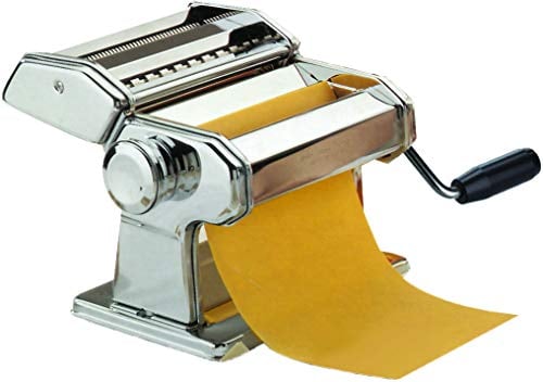 Maury's Sfogliatrice Inox Macchina Per La Pasta Fresca all'Uovo per Fettuccine Tagliolini Funzionamento Manuale a Manovella Larghezza 9 Tagli in Acciaio e Rullo In Alluminio (Larghezza 150 mm)