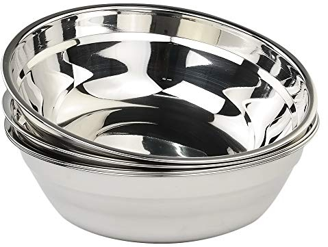Lesbye Stainless Steel Salad Mixing Bowls, Metal Prep Bowl, Set of 4 Kitchen Serving Bowls