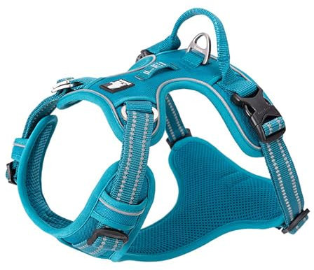 True Love Hundegeschirr, kein Ziehen, verstellbar, reflektierend, weiches Nylon, für kleine und große Haustiere, TLH56512 (L, Blau)