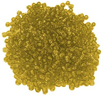 (4 mm/Gold) Rocallies Glasperlen - Bastelperlen aus Glas - 25 Farben mit Loch Perlen zum Basteln auffädeln Armbänder Traumfänger bunt Set DIY kleine große Kinder Bastelperlen Schmuck
