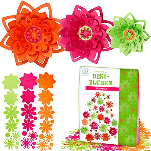 Creanino® Kinder Bastelset | Bastelpapier Set | Bastelspaß für die Familie | Dekoblumen | DIY Bastelset | Bastelset Kinder | Bastelsets | Blumen basteln Kinder