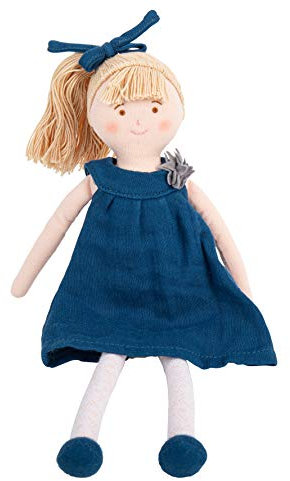 TROUSSELIER - Stoffpuppe 0 cm - Bio Baumwolle - Ideales Geburtsgeschenk - Waschmaschinenfest - Farbe Nachtblau