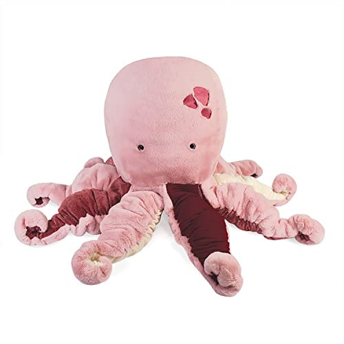 Histoire d'Ours - Pieuvre en Peluche XXL - Peluche Géante 40 x 30 cm - Rose - Idée Cadeau - Trésors Marins - HO3076