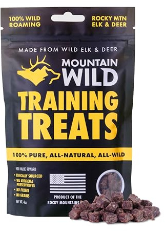 MOUNTAIN WILD Training Treats for Dogs & Puppies – Elk & Venison Protein Puppy & Dog Treat – High Value, All-Natural, No Fillers, Grain-Free, No Artificial Preservatives – 4oz, 1 Bag