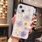 EYZUTAK Case for iPhone 13 6.1 inch, Bling Glitter Sequin Handmade Real Dried Flower Leaf Embedded Pressed Floral Flexible Soft Rubber Gel TPU Protective Bumper Back Cover - Light Blue