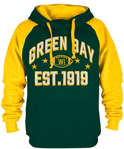 Herren City Classic Football Stickerei Weiche Baumwolle Sweatshirt Hoodie, GB Green, Large