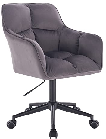 SVITA Jerry Schreibtischstuhl mit Armlehnen höhenverstellbar Drehstuhl mit Rollen Stoff Samt (Samt, Dunkelgrau)