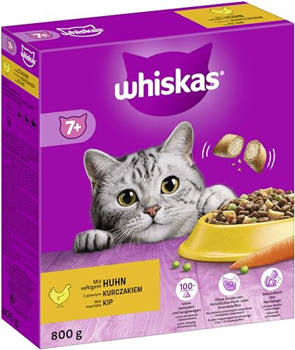 WHISKAS® Karton Trocken 7+ mit Huhn 5 x 800g