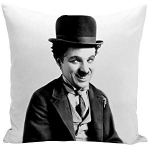 Fabulous Kissenbezug Foto von Star Berühmte Schauspieler Charlie Chaplin Altes Kino Original 4 Lächeln 40x40cm