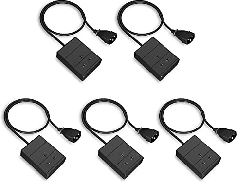 0.5m IEC C14 Connector Plug to UK 13Amp 1 Gang Socket (x5 MULTIPACK) – IEC to Mains Power Adapter Cable - 0.5 Metre Black UPS Power Cable - Compatible with APC UPS Power Supply UK Systems