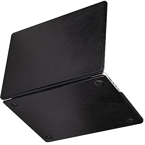 Haobobro Veg-Tanned Leather Case - Leder Hülle für MacBook Pro 16 Zoll 2023 oder 2021 Freisetzung (M2 Pro / M2 Max / M1 Pro / M1 Max Chip) A2780 A2485 - Schutzhülle Ledercase - Lederhülle in Schwarz