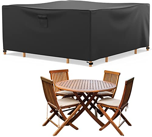 Mrrihand Funda Muebles Jardin Impermeable 150x150x75cm, Funda Sofa Jardín Exterior 600D Tela Oxford Con Revestimiento de PU, Funda Mesa Jardín Con Salida de Aire para Mesas y Sillas, Sofás