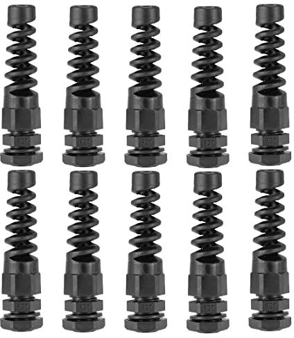 PATIKIL PG7 Cavo Pressacavo, 10pz 3mm-6.5mm Filo Foro Impermeabile Nylon Giunto Regolabile Dado bloccoggio per Cavo Protezione, Nero