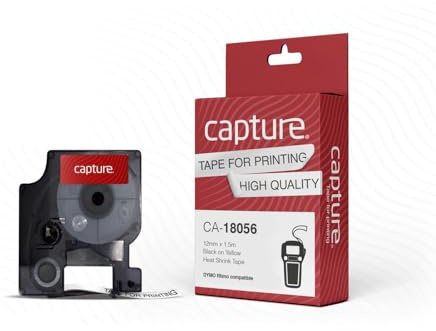 Capture 12mm x 1.5m Black on Yellow Heat Shrink Tape, 18056 (Heat Shrink Tape)
