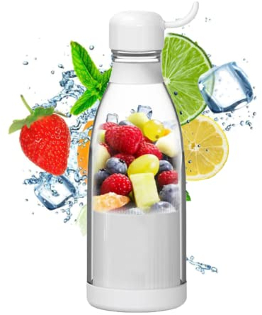 Botella Batidora Portátil 300ml. Licuadora Personal. Mini Botella Mezcladora de Carga USB para Batido, Zumo, Smoothie. Cuchilla de Acero Inoxidable y PP Grado Alimenticio. (Cable USB Incluido).