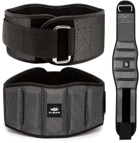 DIBAR Gewichthebergürtel Männer-Damen,Fitness,Gewichtheben,Kreuzheben,Kniebeugen,Crossfit,Intensives Training-Lendenwirbelbereich von 15,5cm mit 5 Kanälen von EVA12cm im Bauch und Seitenbereich (M)