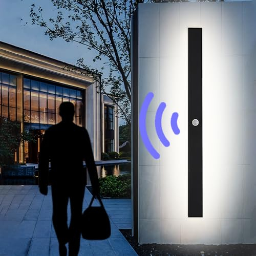 ANKBOY 150CM Longue Applique Murale Détecteur de Mouvemente Exterieur LED Lumiere Lampe Mural Extérieure Detecteur de Mouvement Etanche pour Patio Villa Garage Couloir, Blanc Naturel 4000K 48W