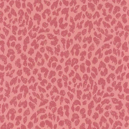 Leopard Print Pink Wallpaper - Modern Contemporary Feature Wall - Textured Metallic Effect Paste The Wall Vinyl