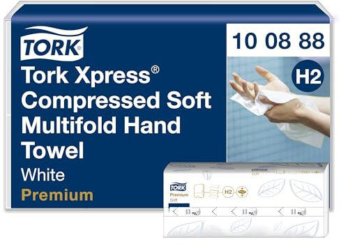 Tork Xpress komprimierte weiche Multifold-Papierhandtücher Weiß H2, Premium, 2‑lagig, M‑Falz, groß, 12 נ170 Tücher, 100888