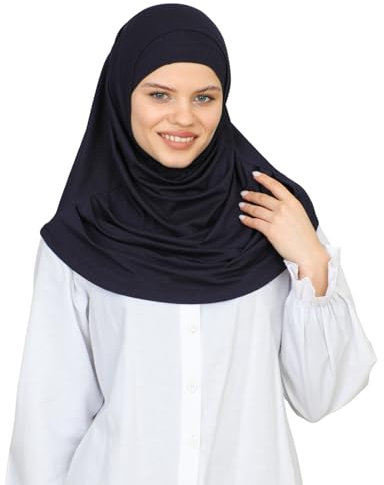 Prien Chic Hijab für Damen, Muslim Kopftuch Untertuch Set, Lange Kopftücher Kleid Frauen, Schal Für Gebetskleidung Abaya, Muslimische Kleider Für Ramadan Hajj (Marineblau)