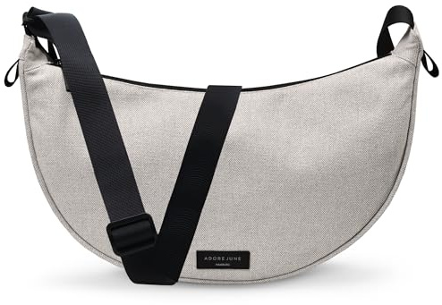 Adore June Moderne Moon Bag Vin Gefertigt in Europa, Umhängetasche für Damen und Herren, Verstellbarer Schultergurt, Wasserabweisendes Recyceltes Material