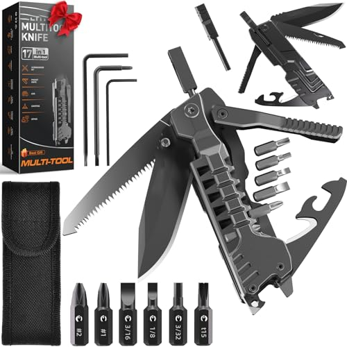 17in1 Multi Tool Camping Accessories Gifts for Men Hiking Gear Cool Pocket Gadgets for Outdoor Fishing Hiking