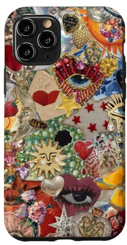 iPhone 11 Pro Vintage Mosaic Art Charm Scrapbook Trendy Collage Case