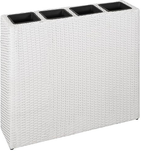 Homgoday Fioriera alta con 4 vasi in rattan sintetico bianco