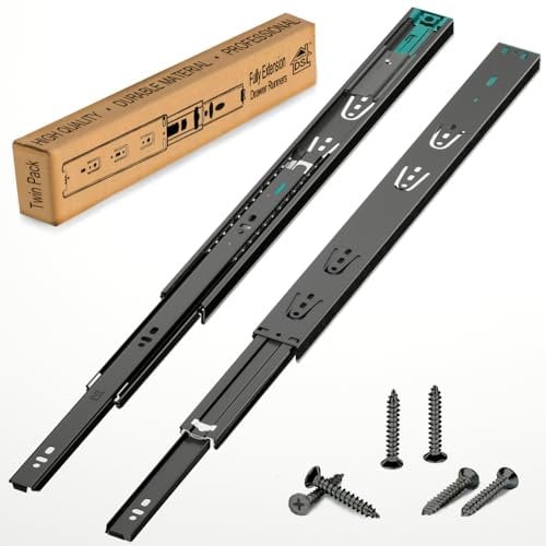 DSL Soft Close Drawer Runners, 1 Pair Full Extension Ball Bearing Draw Runner/Slides Heavy Duty 60kg Capacity Side Mount Kitchen Cabinet Slides Replacement Rails Gliders(400mm 16'')