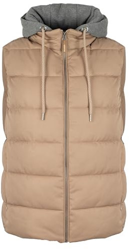 Roadsign Australia Herren Steppweste mit abnehmbare Sweat-Kapuze, Reißverschlusstaschen und refkltierendes Label Taupe | L