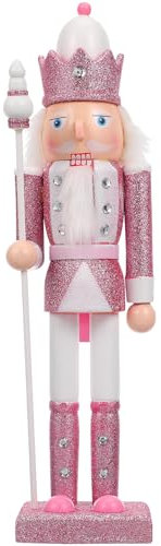 Gatuida Pink Nutcracker Soldier: 30cm Christmas Nutcracker Pink Wooden Ornament Puppet Nutcracker Figure Decor for Home Festival Party Xmas Decor