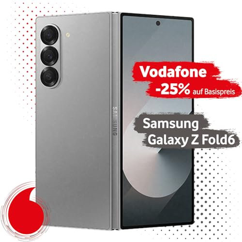 Samsung Galaxy Z Fold6 mit Vodafone Vertrag | Aktion: 25% Basispreis-Rabatt | 24 Mon. Laufzeit | in Silver Shadow | mit 256 GB Speicher