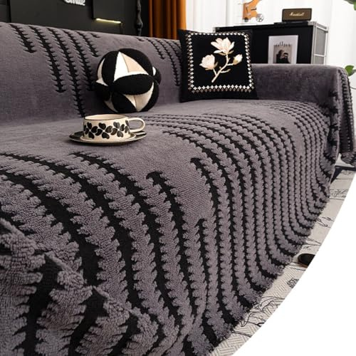 HAEKEBC Orange Sofabezug Sofaschoner Boho Sofa Überzug 3 Sitzer Sofaschutz Sofaüberwurf Vielseitige Couch Überwurf Wendbare Sofa Abdeckung(Grey,180x130cm-6x4.2ft)