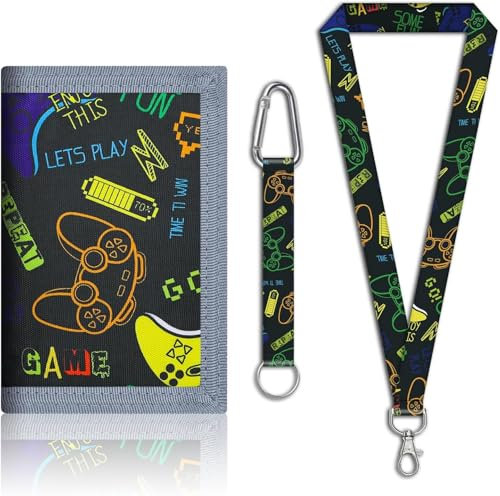 Lowats - Porte-monnaie pour enfants, unisexe, moderne, en nylon, triple pli, avec compartiment à billets et à monnaie, motif de dessin animé, pour la rentrée scolaire pour les enfants