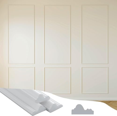 Colingmill 3 Sets Peel and Stick Pre-Cut Wall Molding Kit Wainscot Wall Panel Premade Wainscoting Panels for Interior Molded Home Moulding Decoration (Classic)