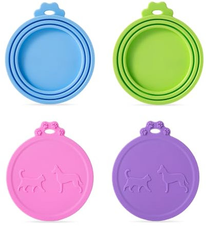 Couvercles Universels en Silicone pour Boîtes de Conserve, Set de 4 Couleurs, Modèle en Relief, Ouverture Portable