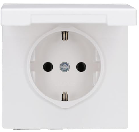 JUNG LS1520KLWW SCHUKO Steckdose mit Klappdeckel Alpinweiß Serie LS