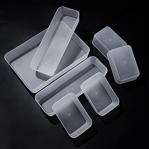 Jesustree Schubladeneinsatz Schubladen Organizer, Getrennte Aufbewahrungsboxen mit 3 Größen, 7 Stück Kunststoff Ordnungssystem Transparent Kosmetik Schreibwaren Kasten für Küche Büro Schminktisch