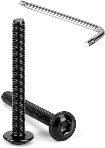 Tunejoy Linsenkopfschrauben mit Flansch Trox M4 x 35 mm Schwarz Linsenkopfschraube Innensechskant Edelstahl A2 V2A Flanschschrauben Vollgewinde mit T20 Inbusschlüssel 20 Stück