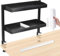 HOSASSPER Clamp on Desk Shelf Organizer, 2-Tier Above or Under Desk Clamping Storage on Shelves, Clip on Table Shelf with Socket Fixer & White Drawer Dividers for Home Office, PC Desk Accessories