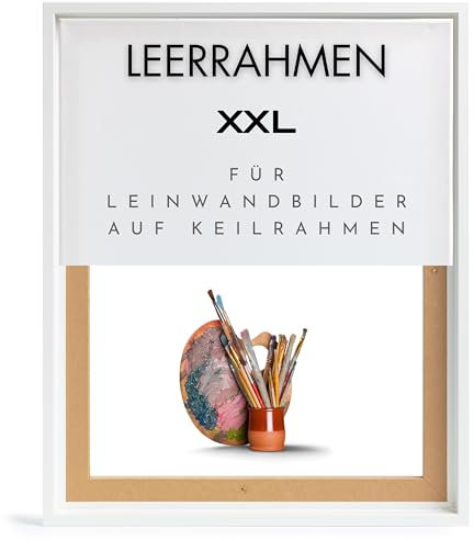 NB Akzent Schattenfugenrahmen XXL 80x120 cm - Weiß – Leerrahmen mit Tiefeneffekt aus MDF Holz in zerlegter Form – für Leinwandbilder auf Keilrahmen