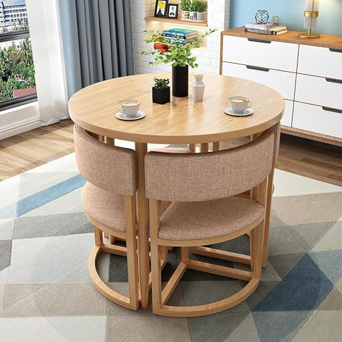 MGHRUE Verhandlungstisch-Stühle-Set, Runder Konferenztisch Mit Stühlen, Küchentisch-Set Für 4, Küchen-Esstisch-Set Mit Metallrahmen, 5-Teiliges Esszimmer-Set, Für Kleine Räume, Wohnungen,6