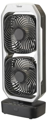 bimar VTR2 Ventilatore portatile, Ventilatore da tavolo, Ventilatore senza filo, Bi-elica, autonomia 6 h½, 3 velocità, Timer 8h, Con telecomando, 2 Ventole orientabili, Cavo USB