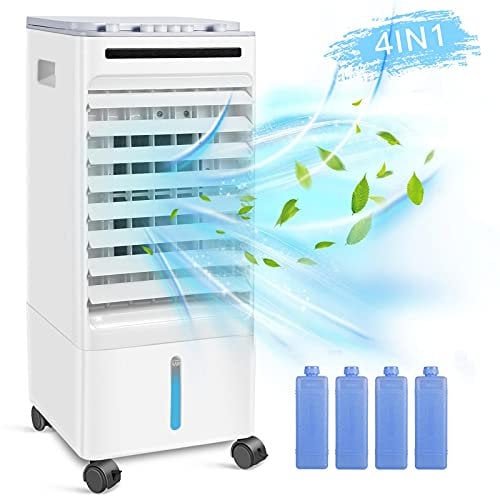 SONBION Aire Acondicionado Portatil, Silencioso Refrescador Evaporativo, 4 En 1 Aire Acondicionado Humidificador Purificador De Aire Admirador por Hogar Oficina, Tanque De Agua 5 L, 3 Velocidades