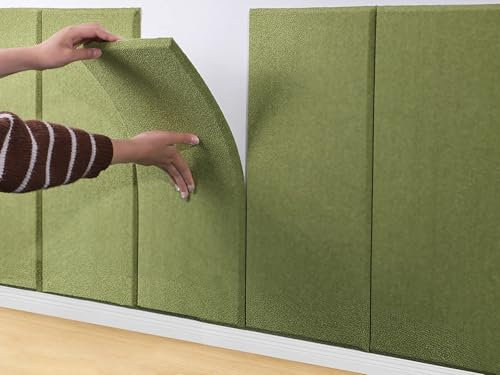 YSPZDQ Selbstklebende Anti-Collision Wandpaneele, 3D Weiches Verdicktes Wandpolster, Samt Schalldämmendes Wandkissen, Feuchtigkeitsabweisend für Wohnzimmer & Schlafzimmer(Green,30 x 60 cm 3pcs)
